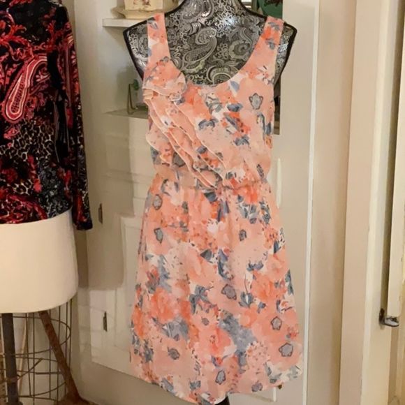 Charlotte Russe Dresses & Skirts - Charlotte Russe Ruffle Chiffon Fit and Flare dress. Great colors. Lined. Medium.